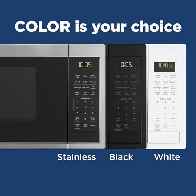 0.9 Cu Ft Countertop Microwave Oven – 900W, 7 Auto Cooking Settings, Child-Lock, Stainless Steel