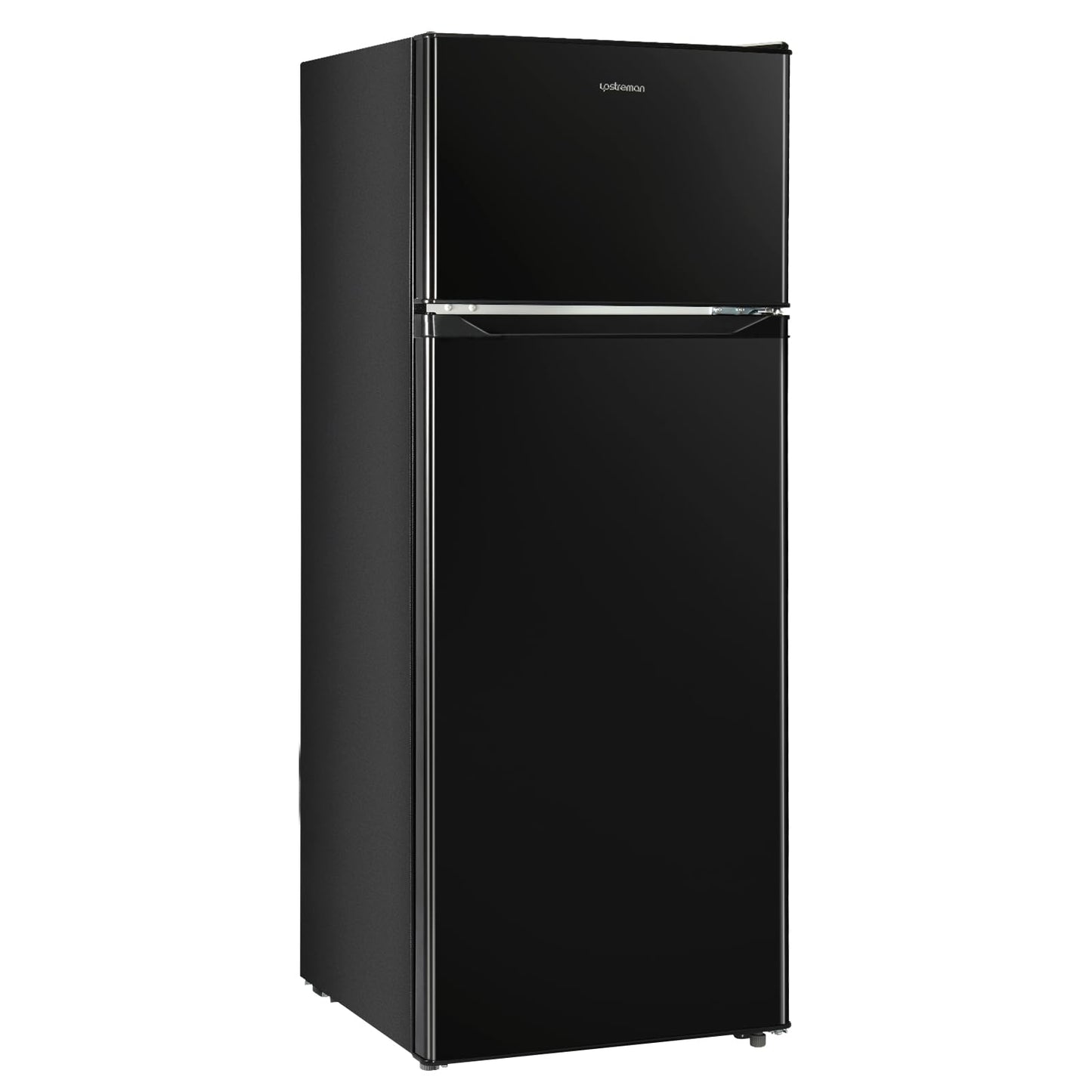 7.7 Cu Ft Double Door Refrigerator Freezer – Large Capacity, Adjustable Thermostat, Black (BD75)