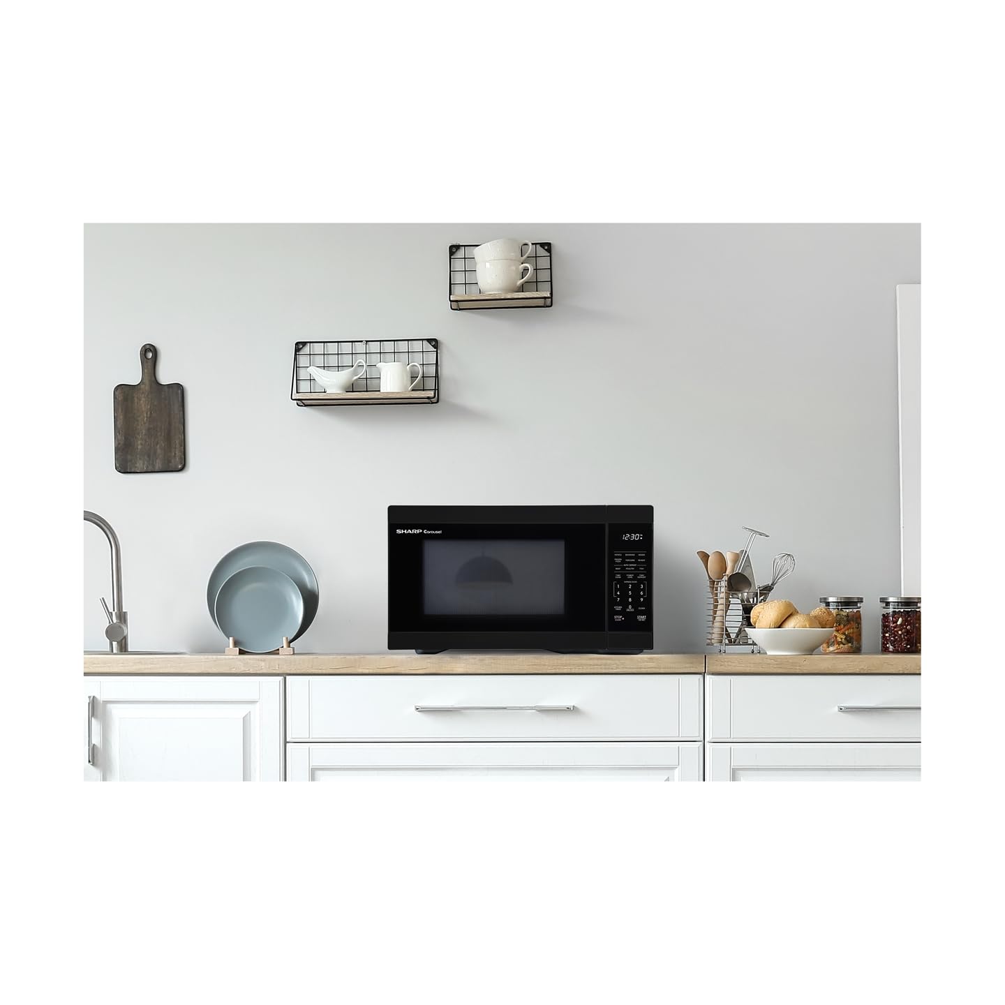 1.1 Cu Ft Countertop Microwave Oven – 1000W, Removable 12.4" Turntable, Compact Design, Black