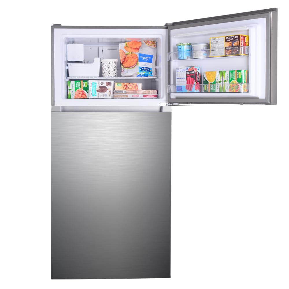 4.4 Cu Ft RV Refrigerator with Freezer – 12V Stainless Steel, Lock, Frost-Free, Adjustable Shelves
