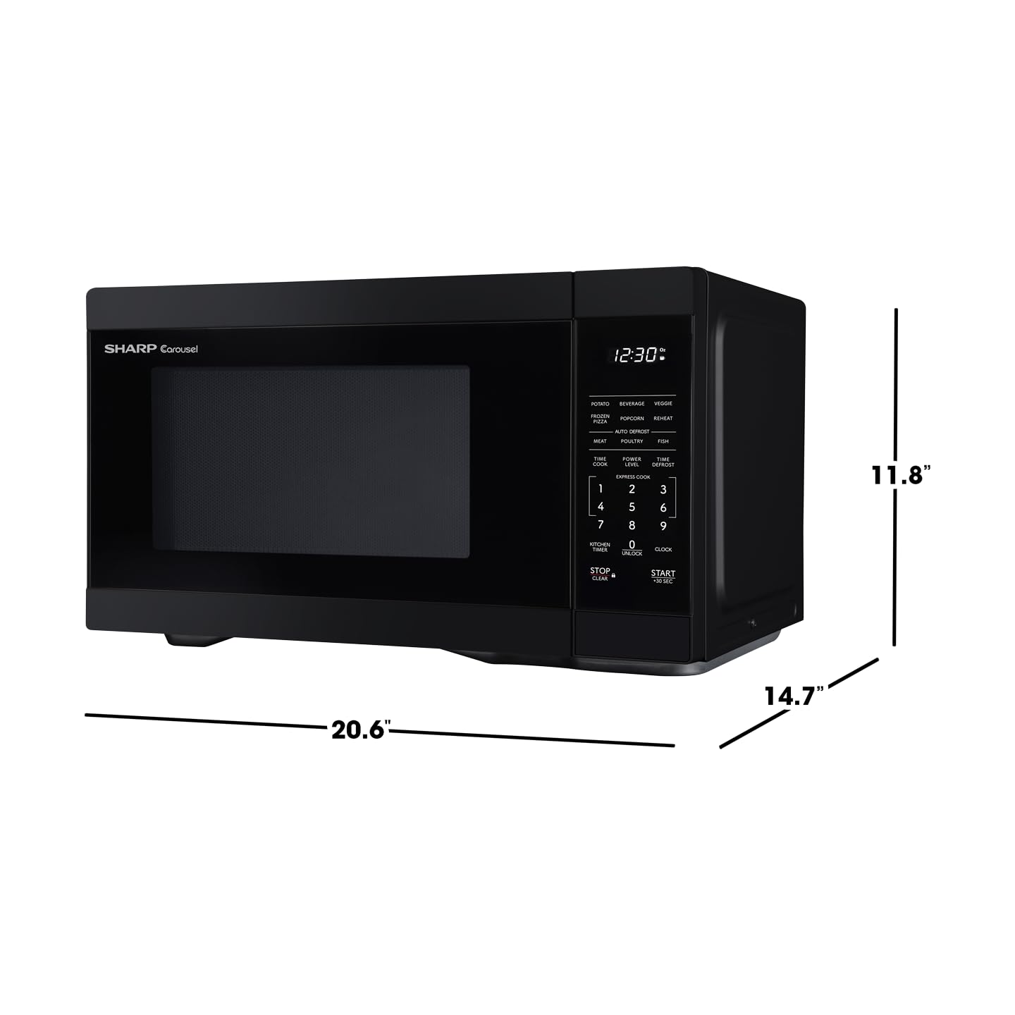 1.1 Cu Ft Countertop Microwave Oven – 1000W, Removable 12.4" Turntable, Compact Design, Black