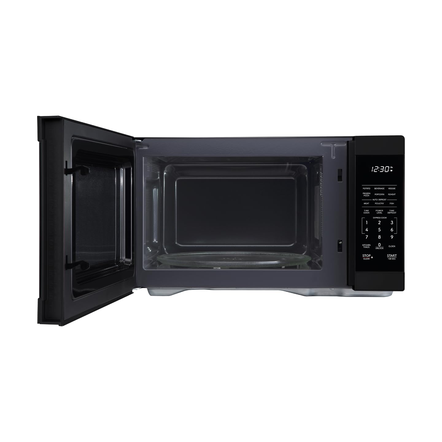 1.1 Cu Ft Countertop Microwave Oven – 1000W, Removable 12.4" Turntable, Compact Design, Black