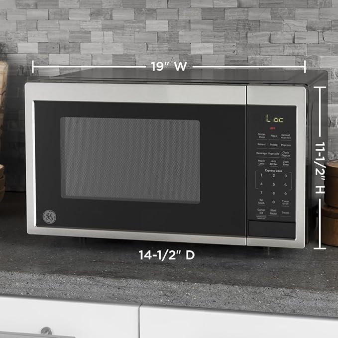 0.9 Cu Ft Countertop Microwave Oven – 900W, 7 Auto Cooking Settings, Child-Lock, Stainless Steel