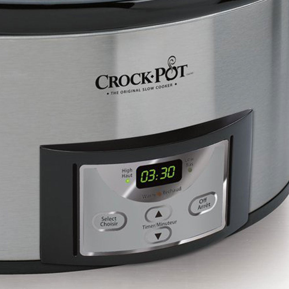 6 Quart Programmable Slow Cooker – Cook & Carry Model with Digital Timer, Stainless Steel Housing