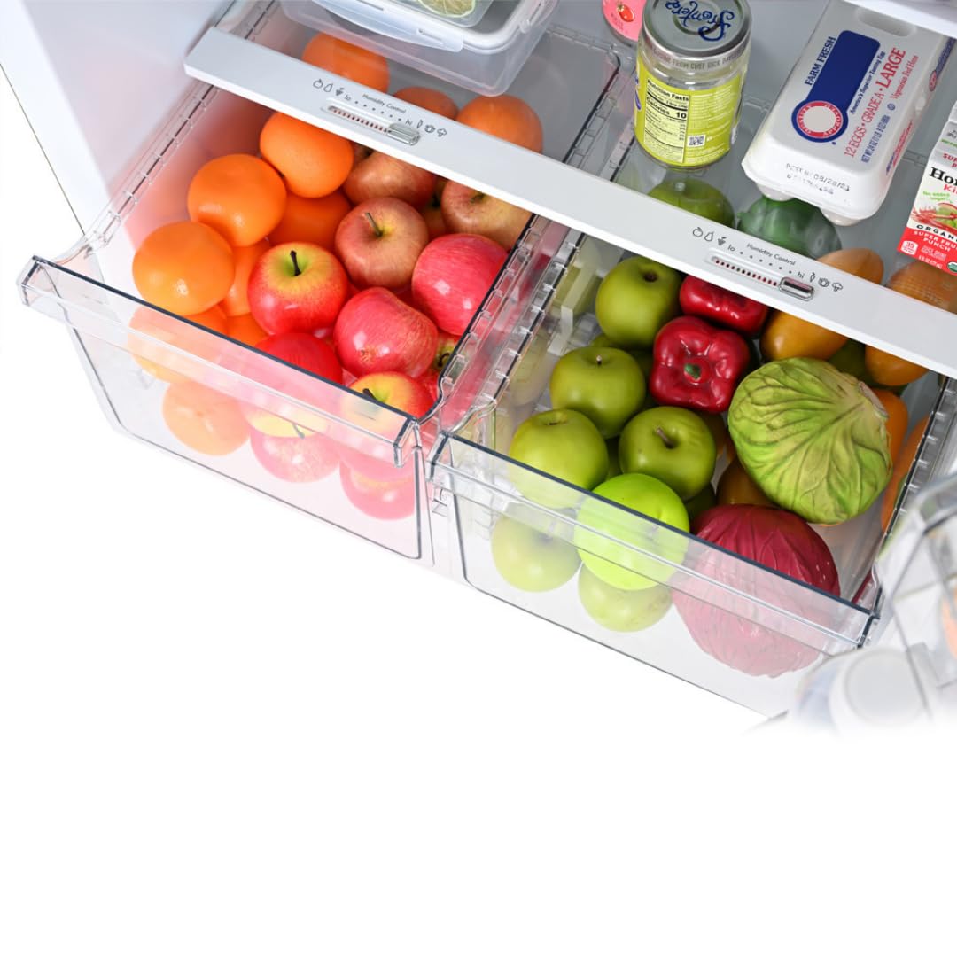 20.5 Cu Ft Refrigerator Freezer – 33" Wide, Glass Shelves, ENERGY STAR Certified, White