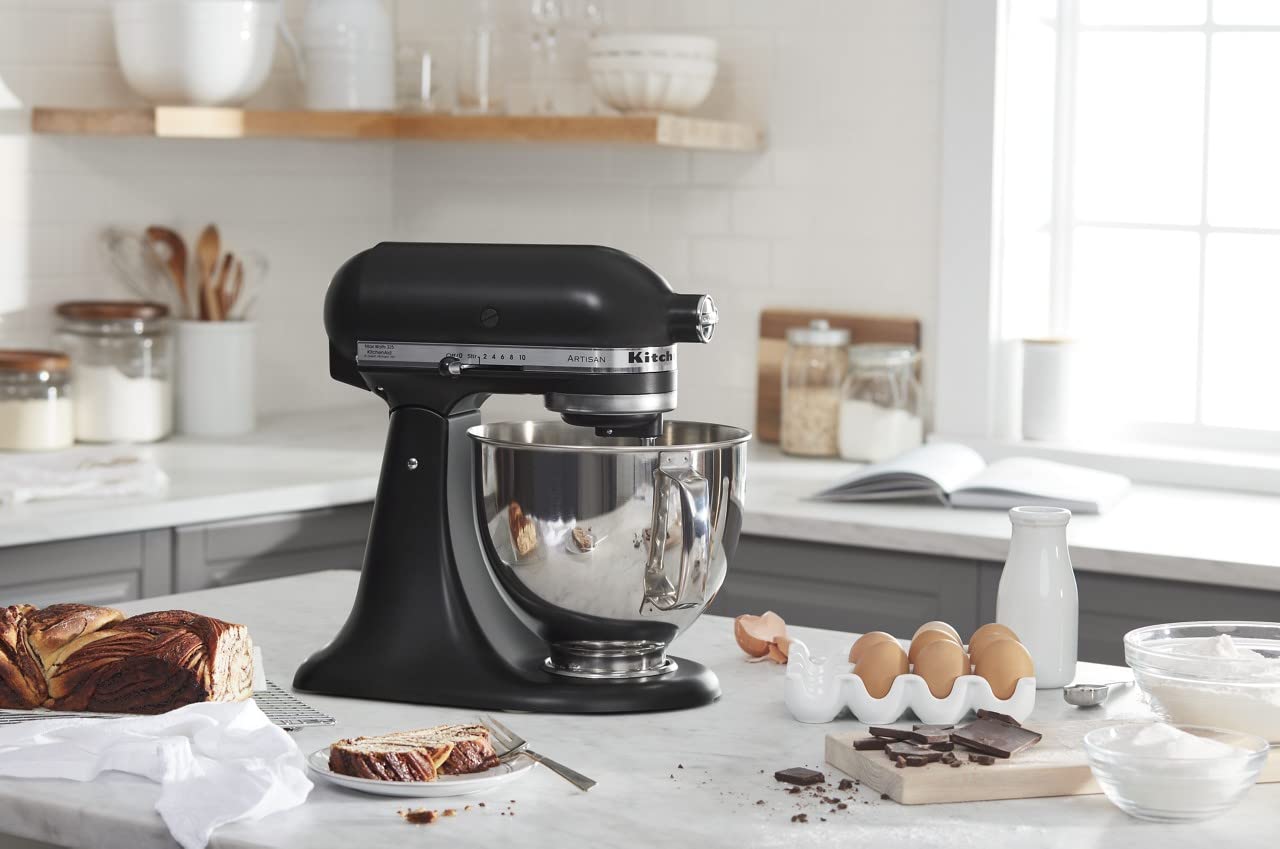 5 Quart Tilt-Head Stand Mixer – Multiple Speeds with Pouring Shield, Durable Kitchen Countertop Appliance, Matte Black