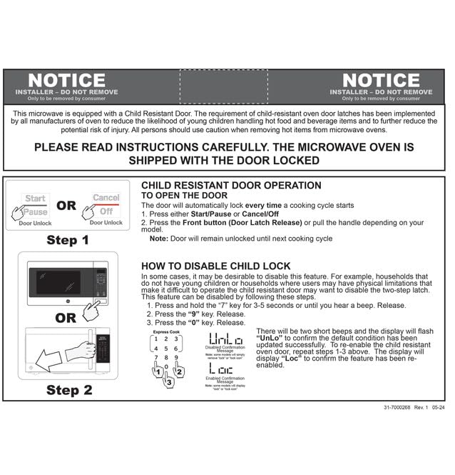 0.9 Cu Ft Countertop Microwave Oven – 900W, 7 Auto Cooking Settings, Child-Lock, Stainless Steel
