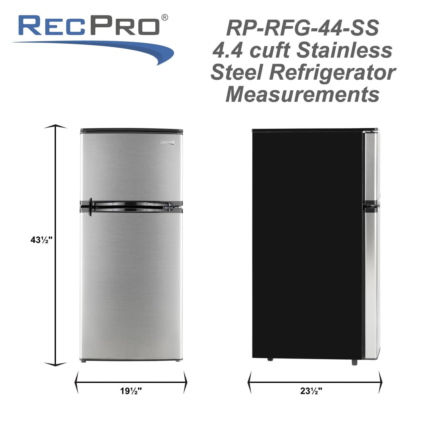 4.5 Cu Ft Double Door Refrigerator Freezer – Small Dorm Apartment Fridge, Adjustable Temp, Black