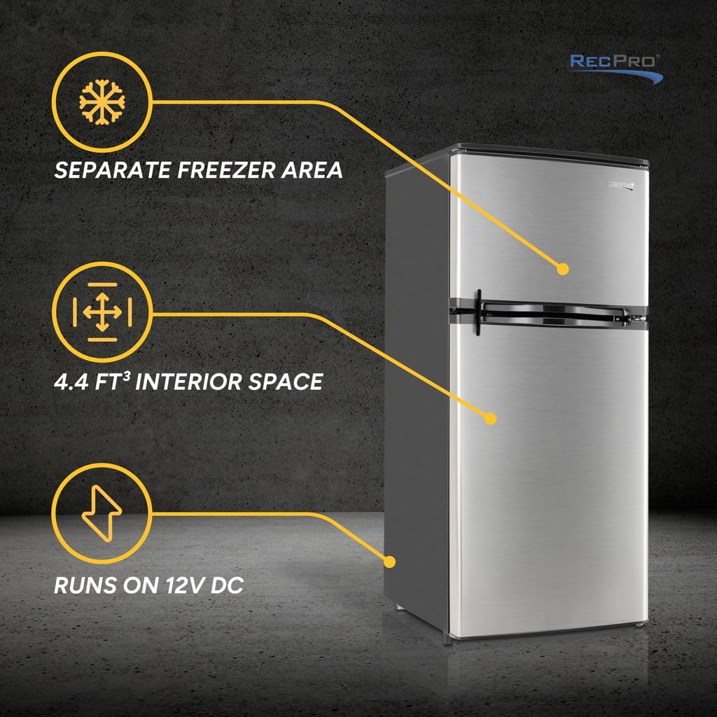 4.5 Cu Ft Double Door Refrigerator Freezer – Small Dorm Apartment Fridge, Adjustable Temp, Black