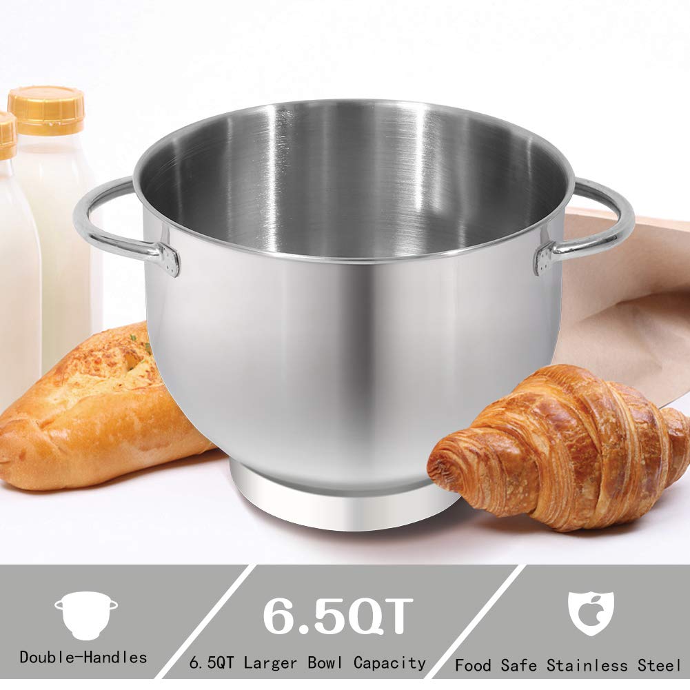 6.5 Quart Tilt-Head Stand Mixer – 660W, 6-Speed, with Dough Hook, Beater & Whisk Attachments, Black