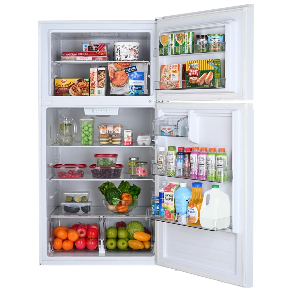 20.5 Cu Ft Refrigerator Freezer – 33" Wide, Glass Shelves, ENERGY STAR Certified, White