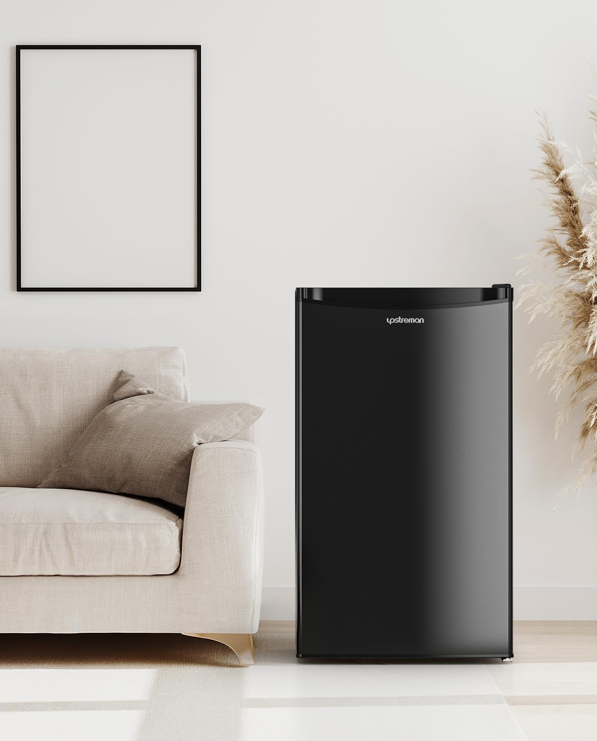 3.2 Cu Ft Mini Fridge Freezer – Single Door Dorm Refrigerator with Adjustable Thermostat, Black