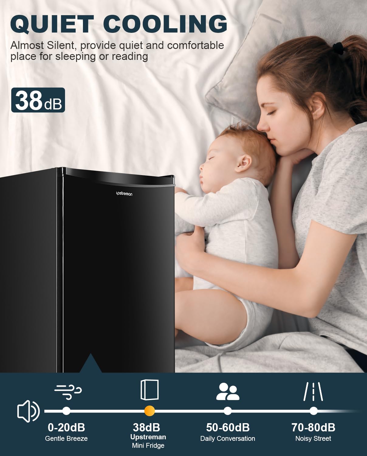 3.2 Cu Ft Mini Fridge Freezer – Single Door Dorm Refrigerator with Adjustable Thermostat, Black
