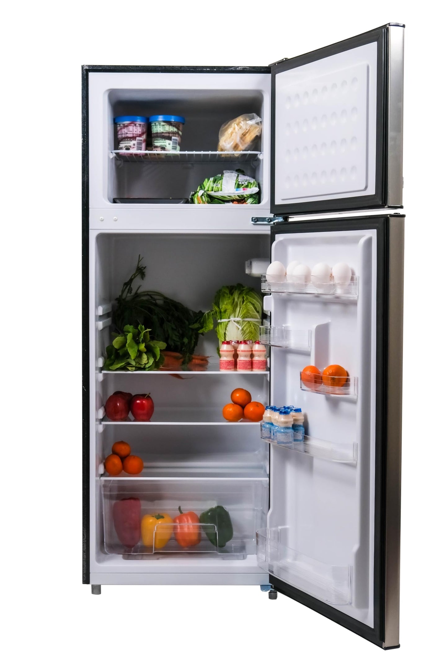 7.5 Cu Ft 2-Door Apartment Refrigerator Freezer Combo – Platinum Stainless Steel, Compact Size
