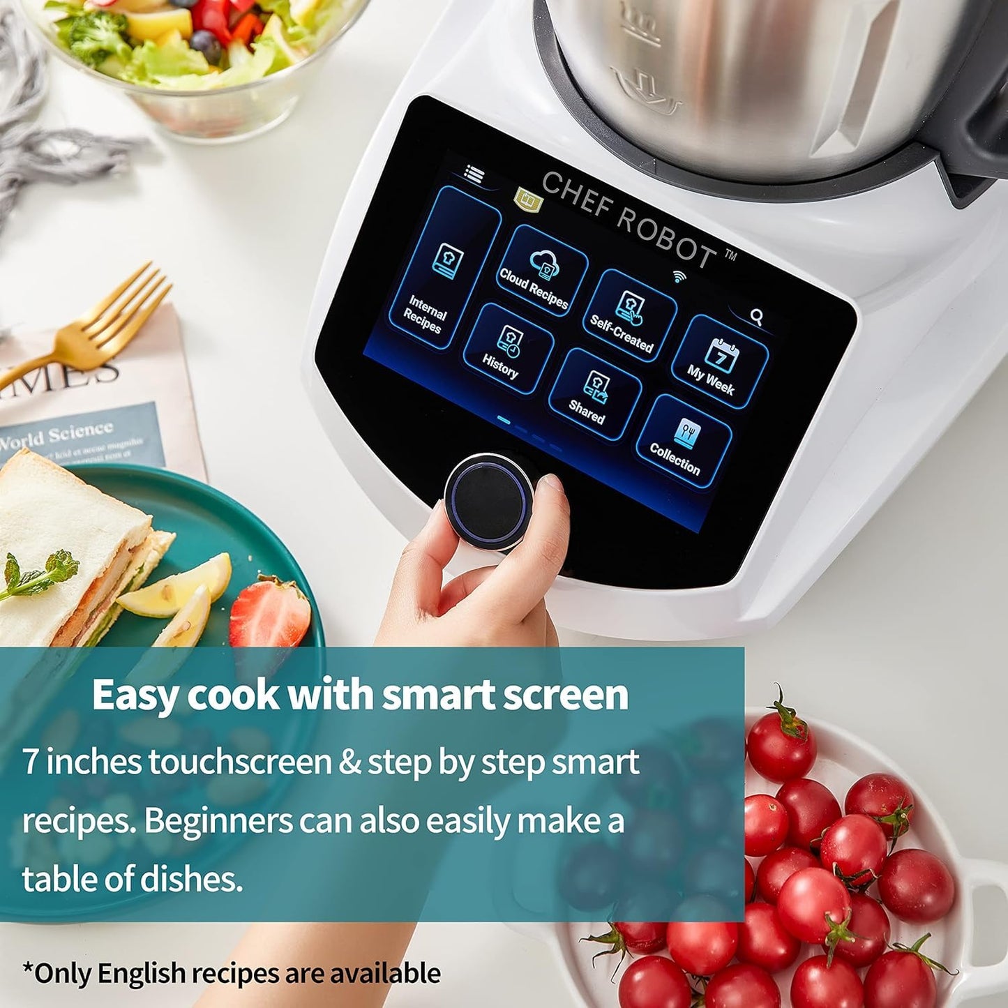 Smart Food Processor Cooking Machine – 3.5L Capacity, Built-In Scale, 7" Touch Screen, Multifunctional Kitchen Appliance