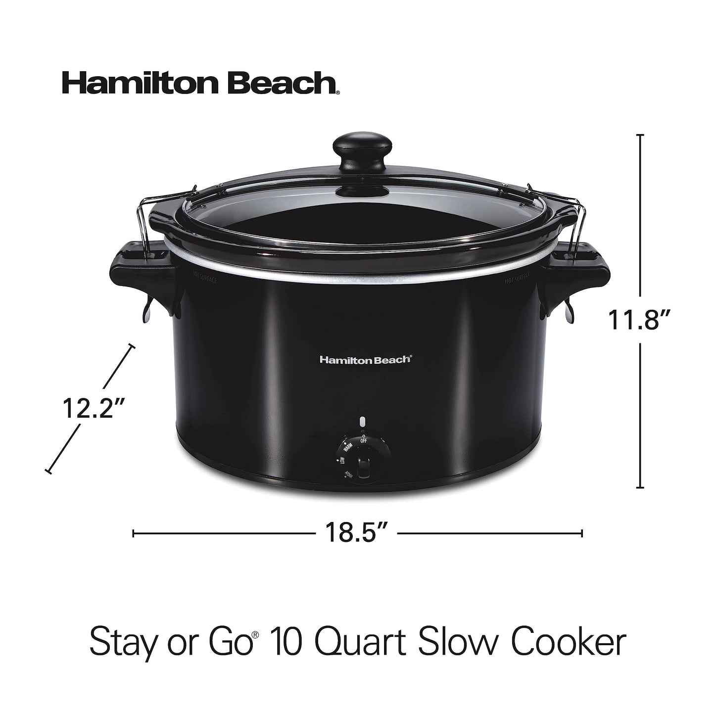 10 Quart Slow Cooker – Extra Large, Portable with Lid Lock, Dishwasher Safe Crock, Easy Carry, Black