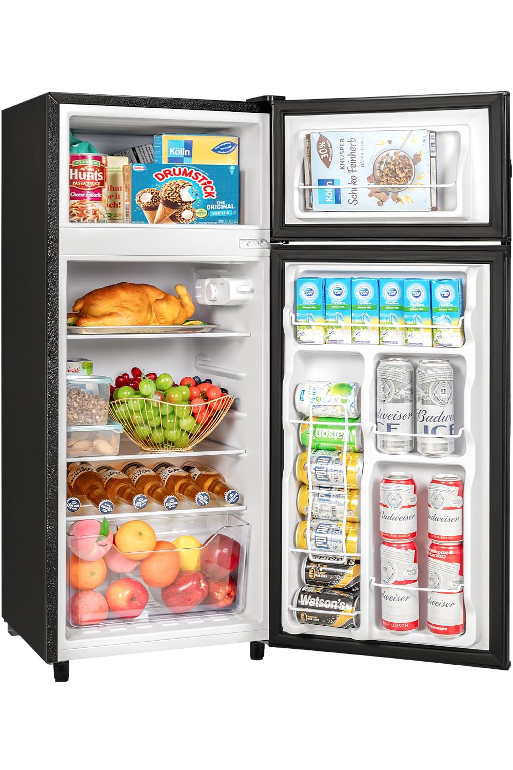 4.5 Cu Ft Double Door Refrigerator Freezer – Small Dorm Apartment Fridge, Adjustable Temp, Black