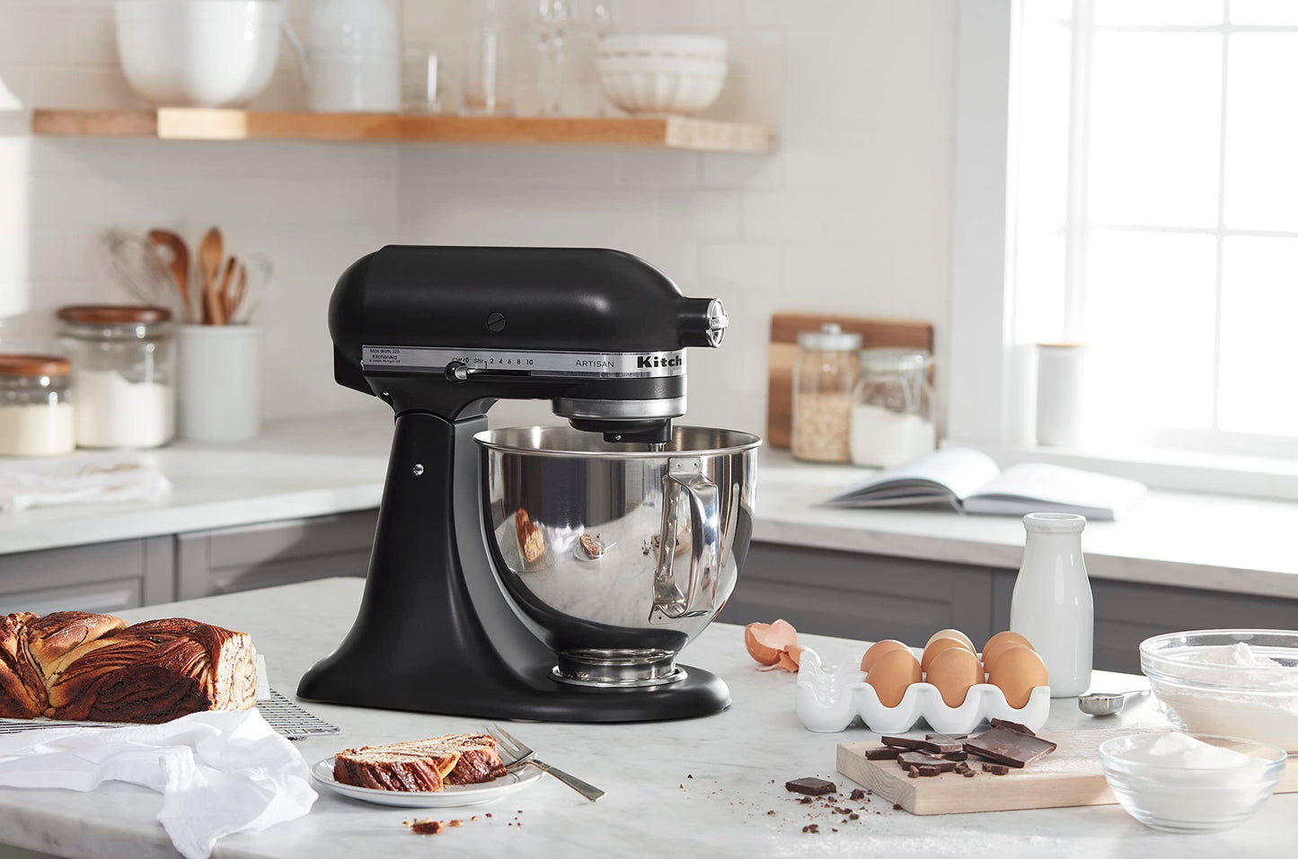 5 Quart Tilt-Head Stand Mixer – Multiple Speeds with Pouring Shield, Durable Kitchen Countertop Appliance, Matte Black