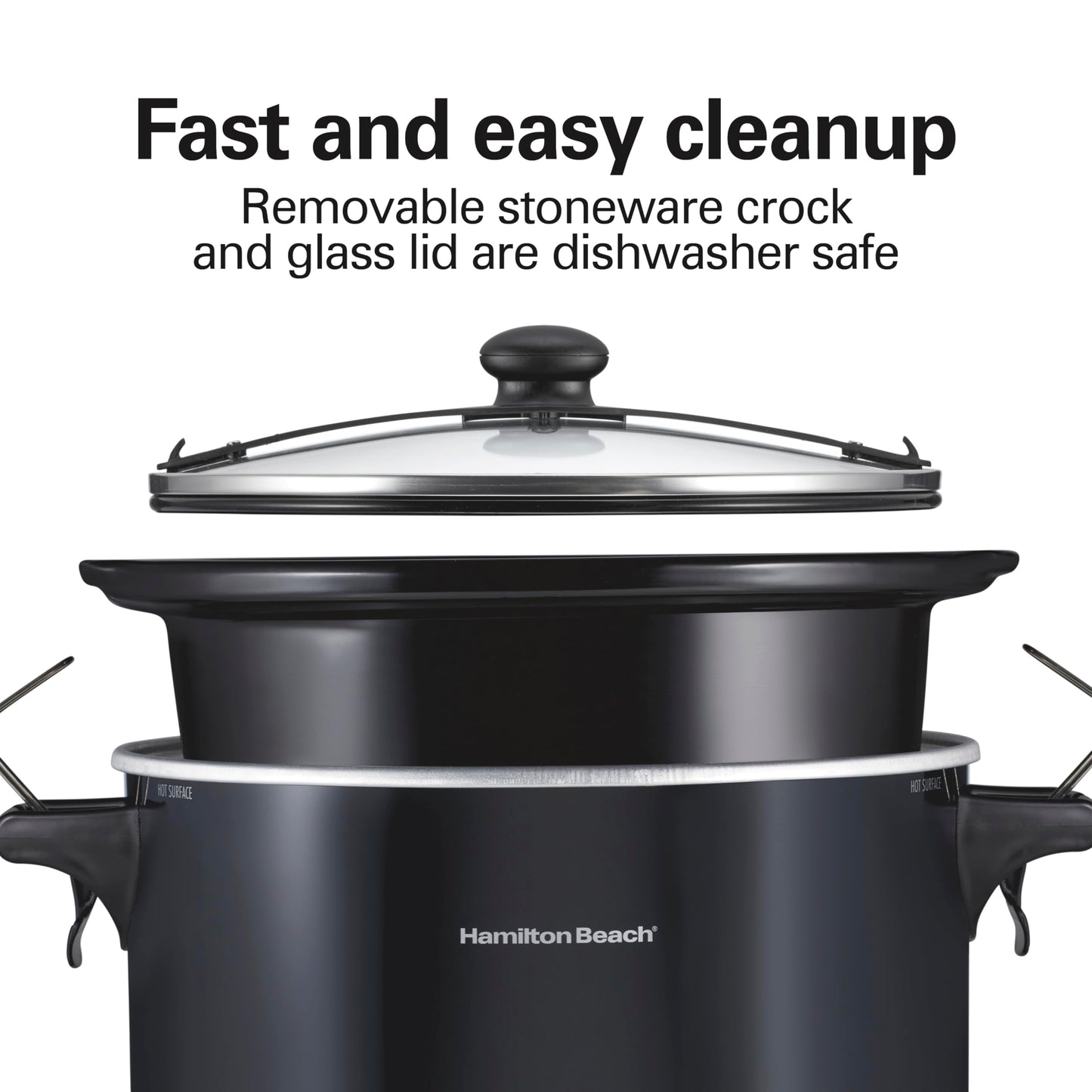 10 Quart Slow Cooker – Extra Large, Portable with Lid Lock, Dishwasher Safe Crock, Easy Carry, Black