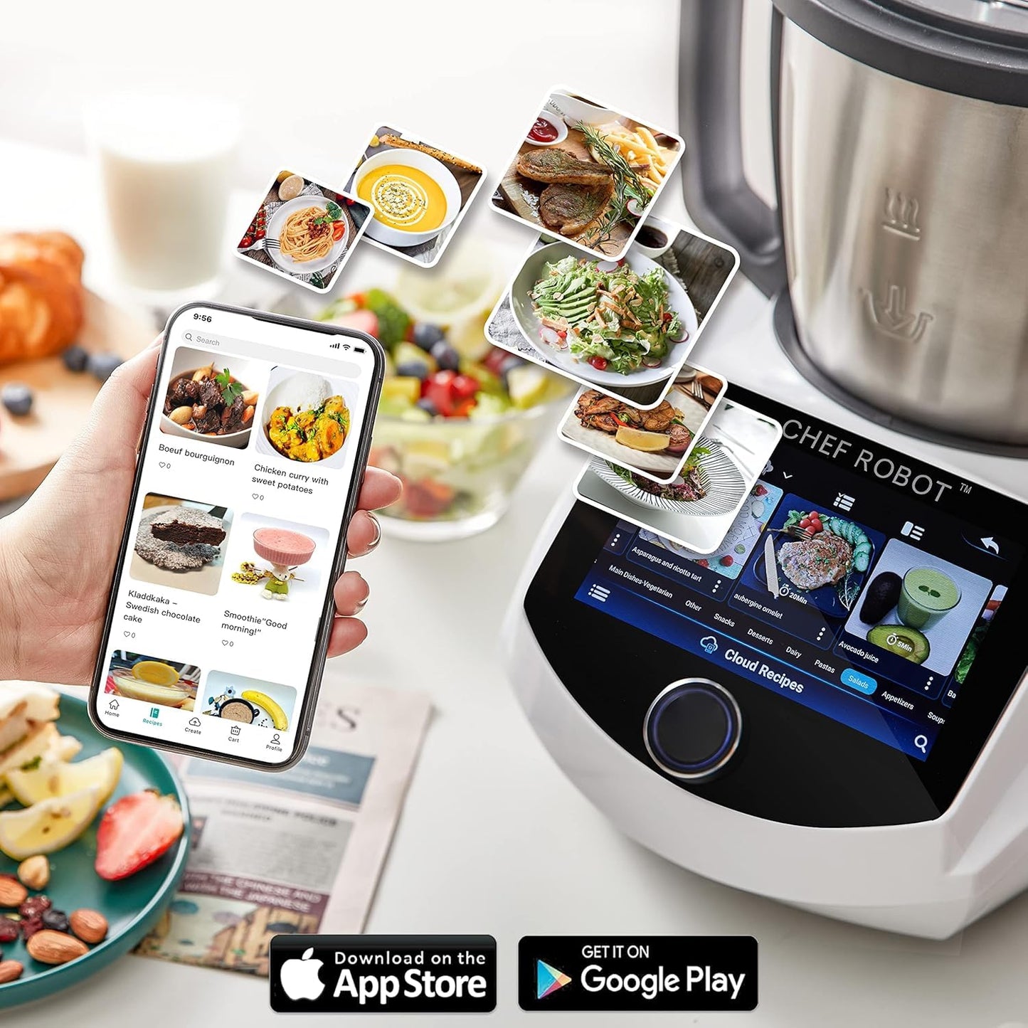 Smart Food Processor Cooking Machine – 3.5L Capacity, Built-In Scale, 7" Touch Screen, Multifunctional Kitchen Appliance