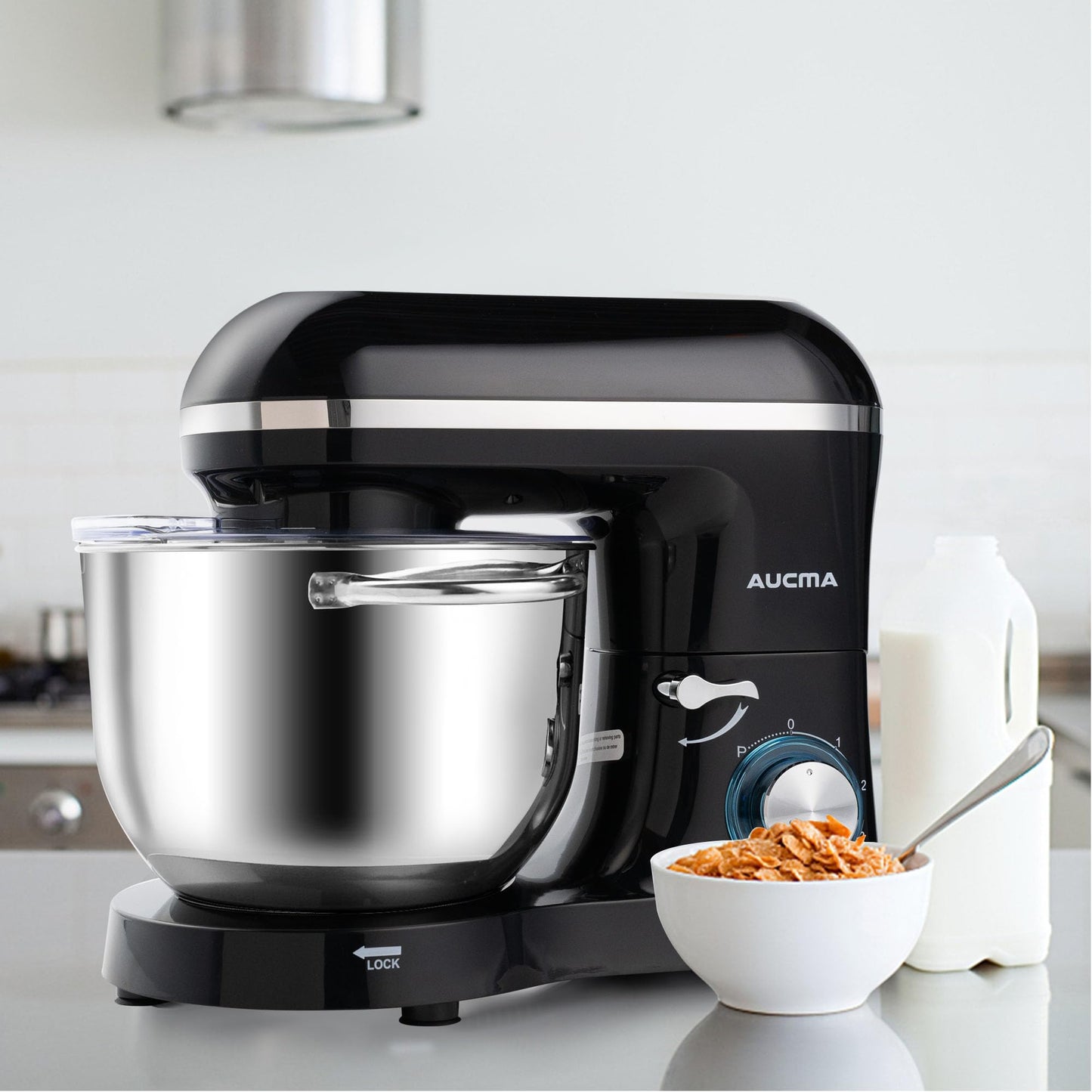 6.5 Quart Tilt-Head Stand Mixer – 660W, 6-Speed, with Dough Hook, Beater & Whisk Attachments, Black