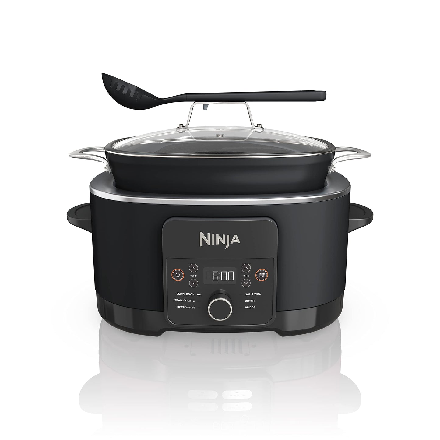 8.5 Quart 6-in-1 Multi-Cooker – Sous Vide, Slow Cooker, Dutch Oven, Oven Safe Pot, Glass Lid & Spoon, Black