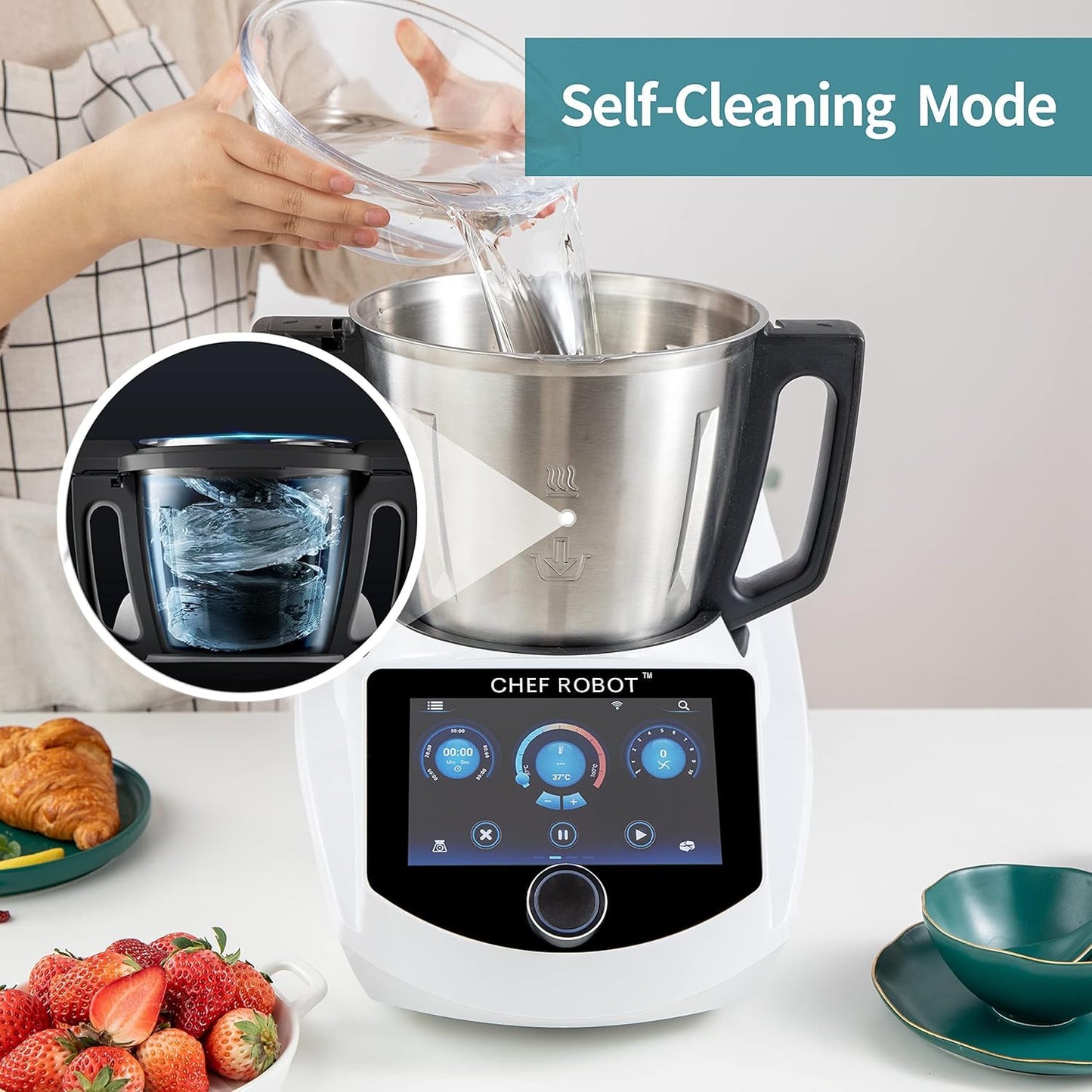 Smart Food Processor Cooking Machine – 3.5L Capacity, Built-In Scale, 7" Touch Screen, Multifunctional Kitchen Appliance