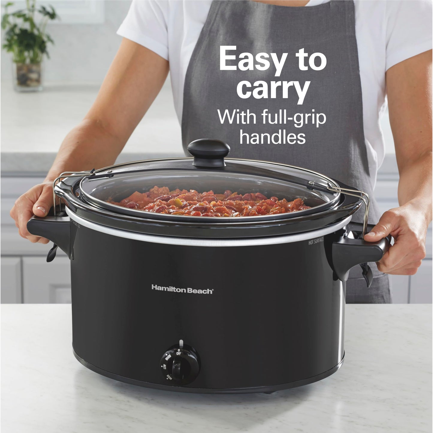 10 Quart Slow Cooker – Extra Large, Portable with Lid Lock, Dishwasher Safe Crock, Easy Carry, Black