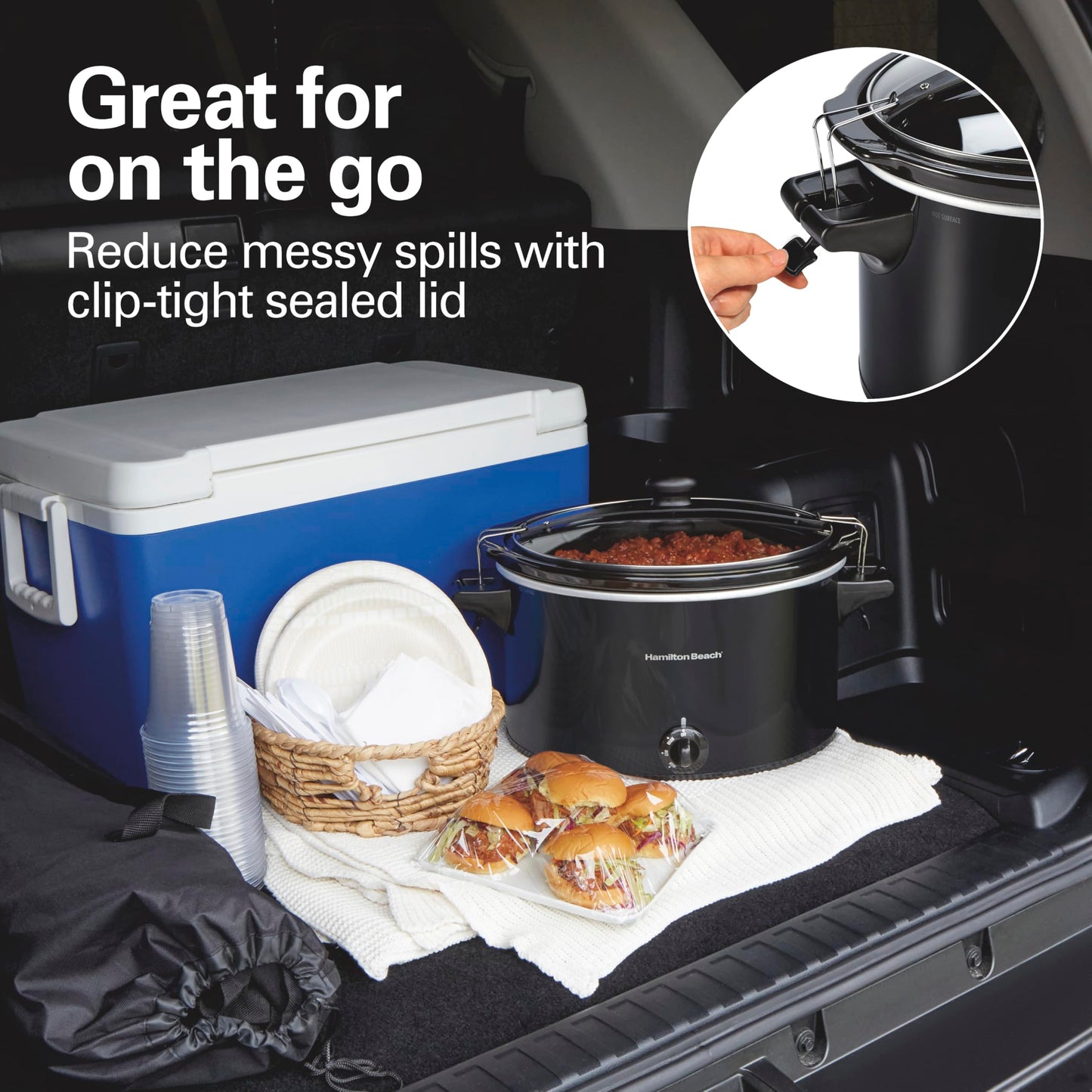 10 Quart Slow Cooker – Extra Large, Portable with Lid Lock, Dishwasher Safe Crock, Easy Carry, Black