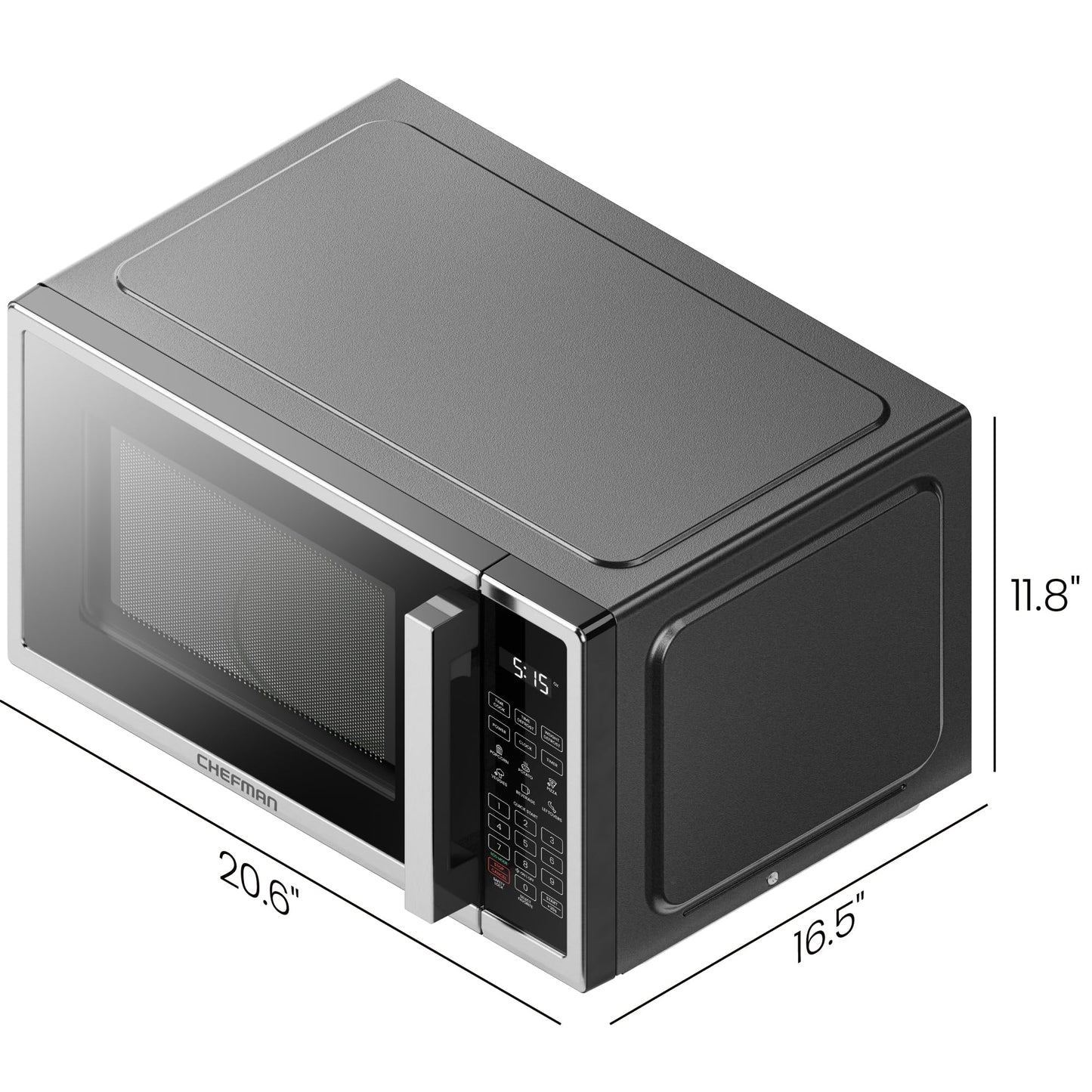 1.1 Cu Ft Digital Countertop Microwave – 1000W, Stainless Steel, 6 Auto Menus, Eco Mode, Child Safety Lock
