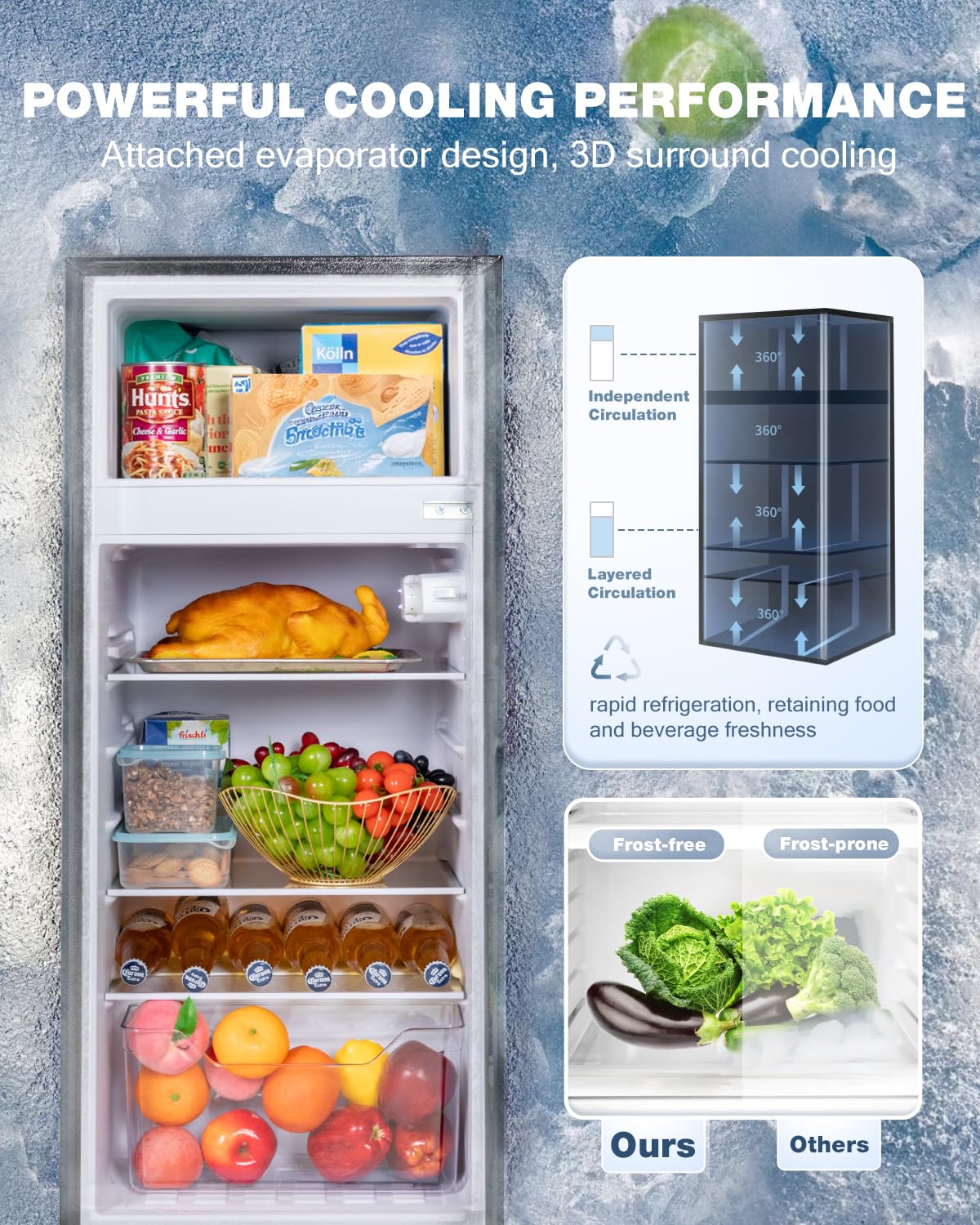 4.5 Cu Ft Double Door Refrigerator Freezer – Small Dorm Apartment Fridge, Adjustable Temp, Black