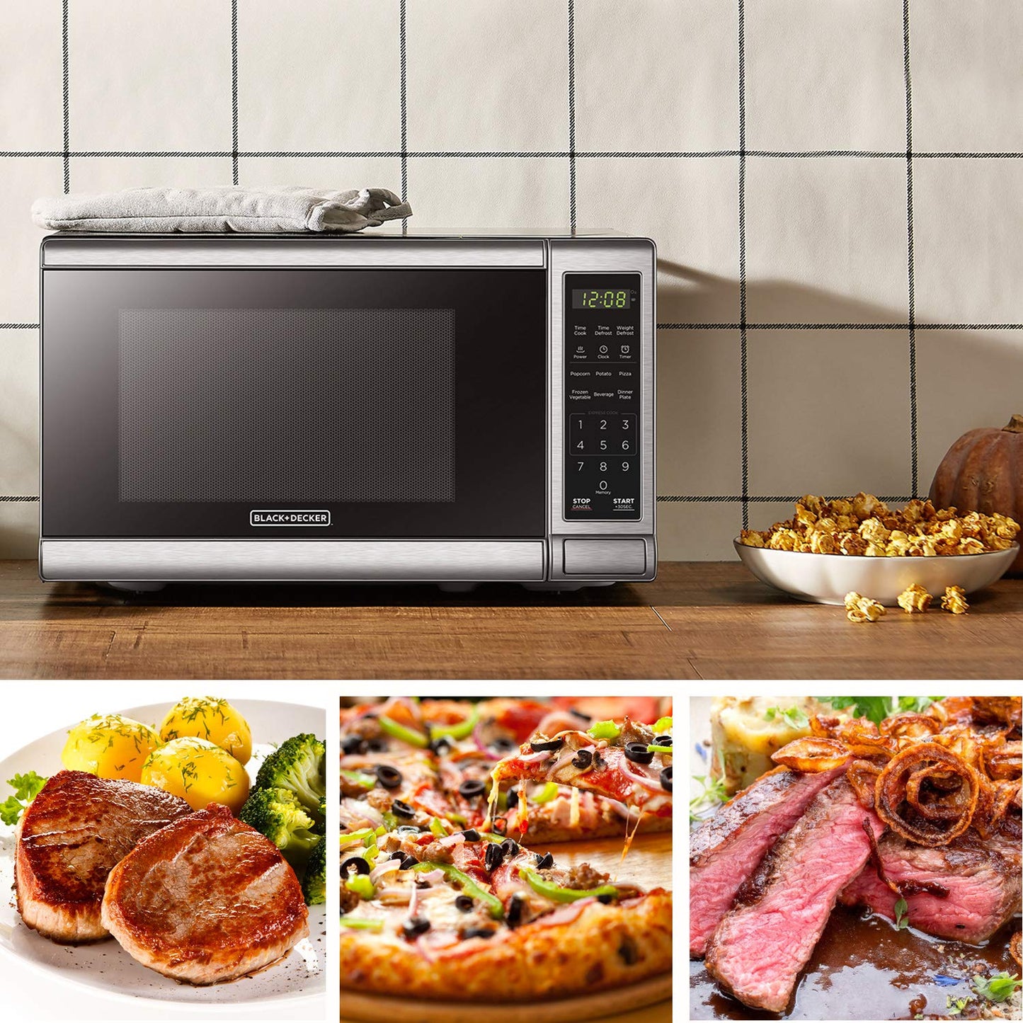 0.7 Cu Ft Digital Microwave Oven – 700W, Turntable, Push-Button Door, Child Safety Lock, Stainless Steel
