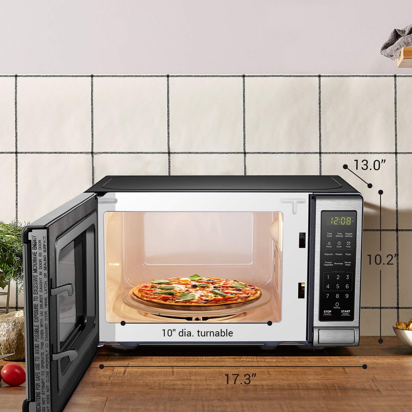 0.7 Cu Ft Digital Microwave Oven – 700W, Turntable, Push-Button Door, Child Safety Lock, Stainless Steel