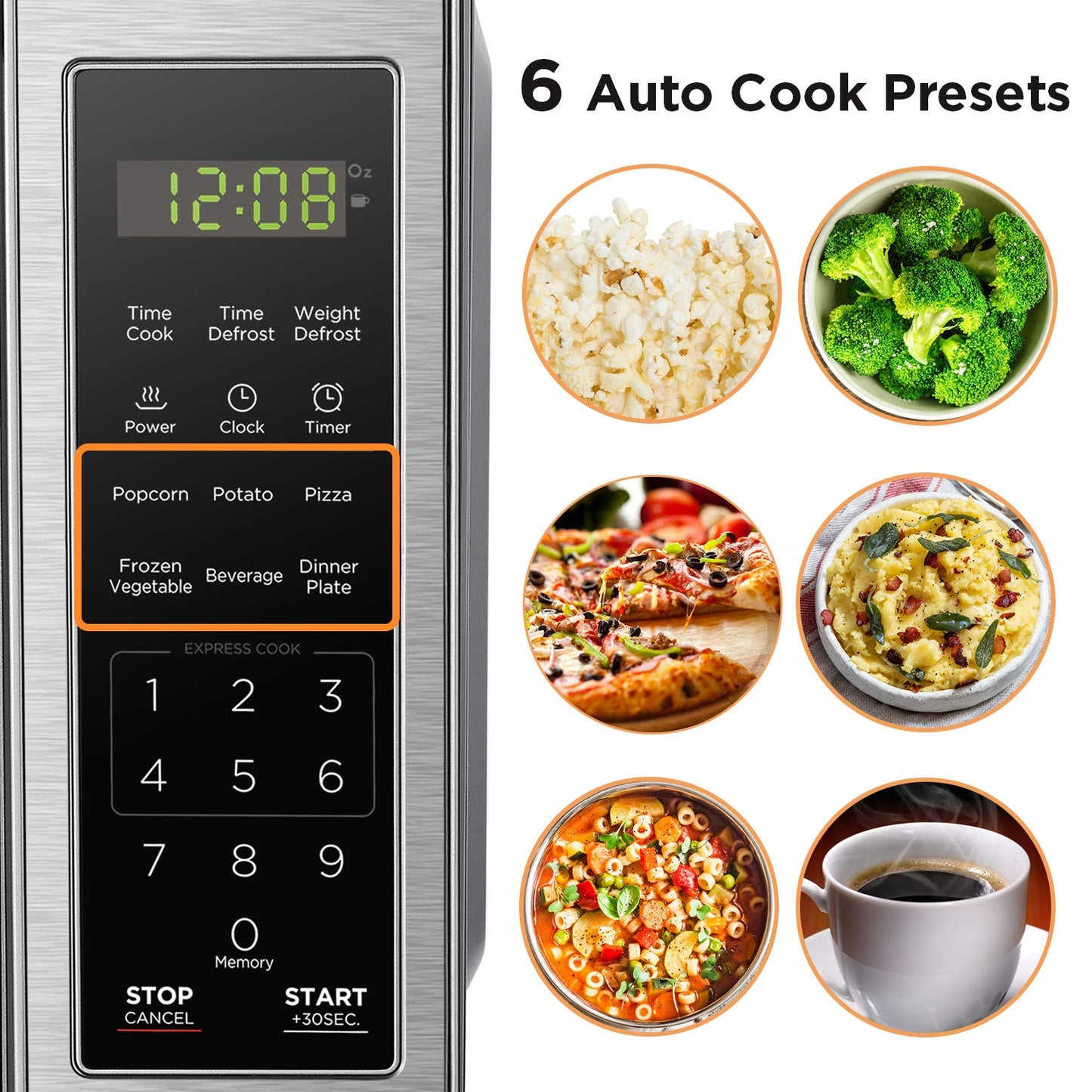 0.7 Cu Ft Digital Microwave Oven – 700W, Turntable, Push-Button Door, Child Safety Lock, Stainless Steel
