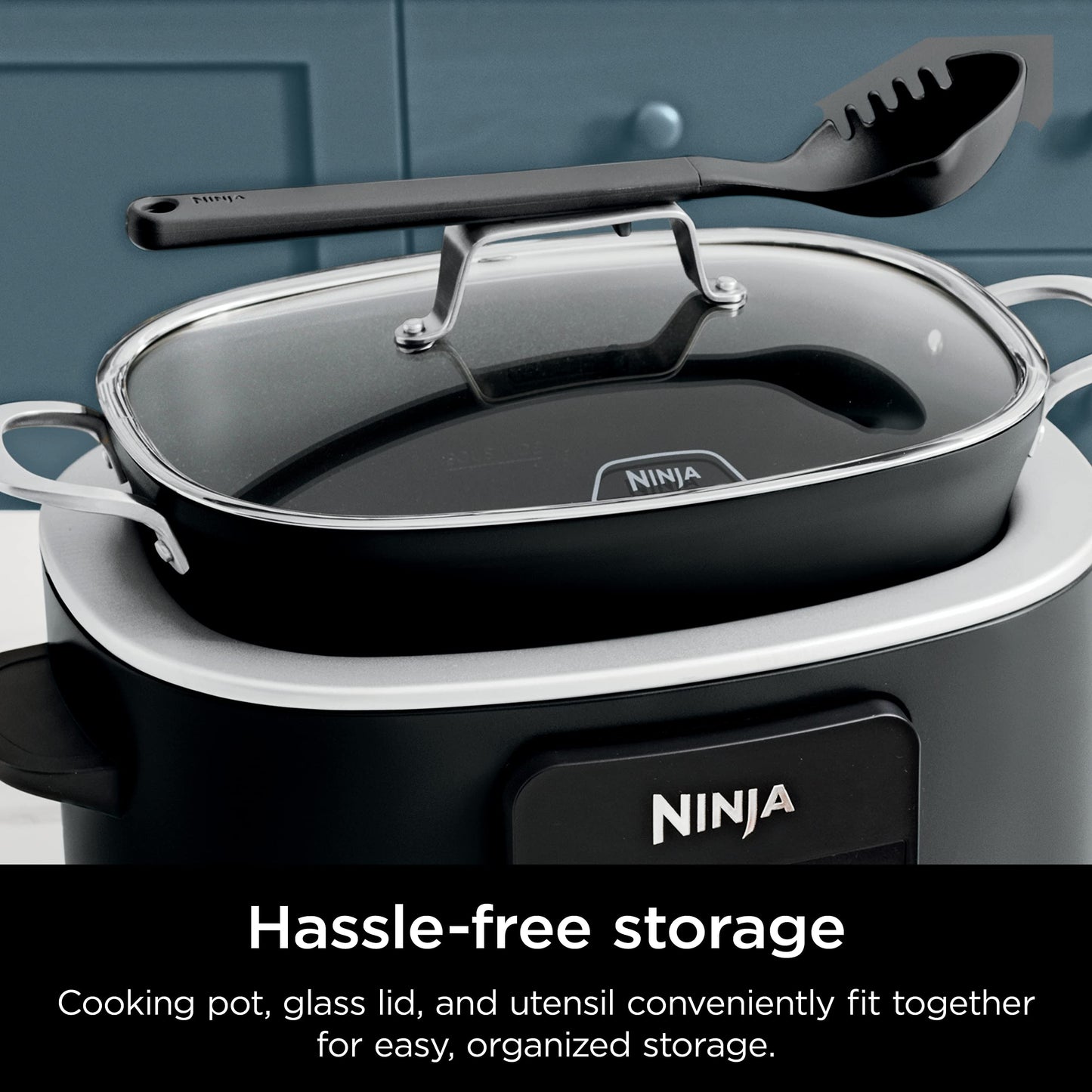8.5 Quart 6-in-1 Multi-Cooker – Sous Vide, Slow Cooker, Dutch Oven, Oven Safe Pot, Glass Lid & Spoon, Black