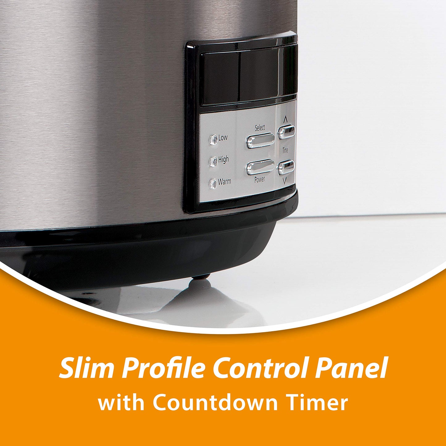 8 Quart Programmable Slow Cooker – Large Capacity, Digital Controls, Auto Warm Setting, Black Stainless Steel