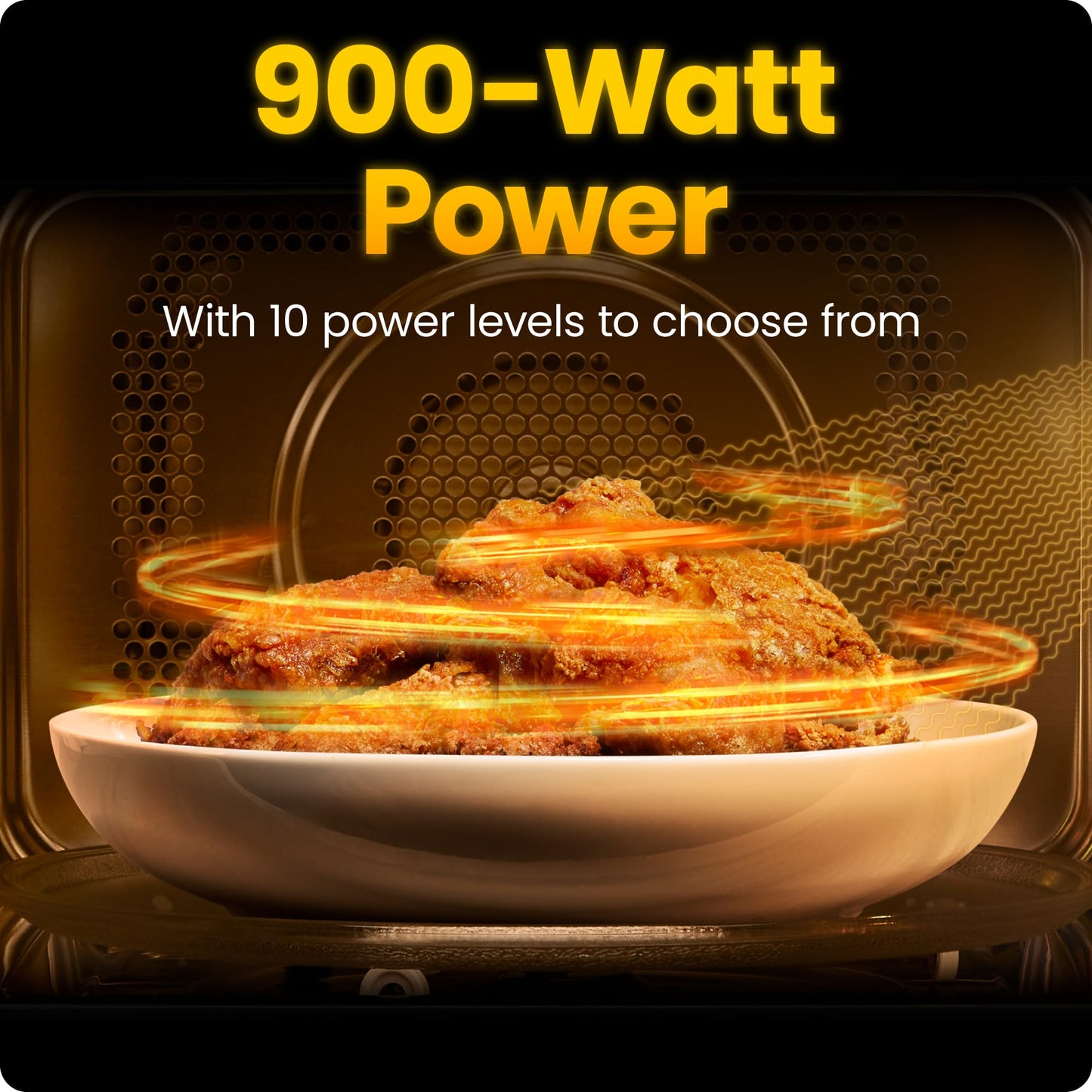 0.9 Cu Ft Compact Countertop Microwave – 900W, 10 Power Levels, Express Cook, Eco Mode, Child Safety Lock, Black