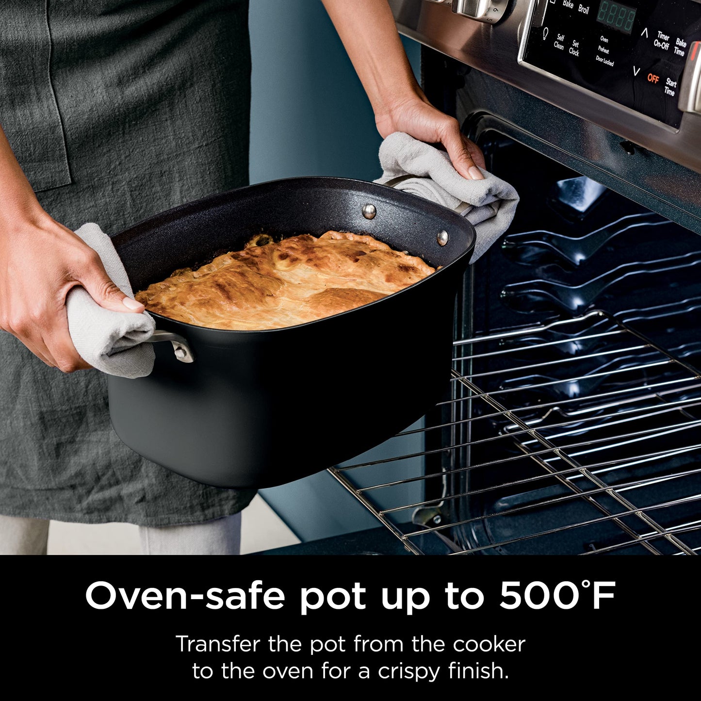 8.5 Quart 6-in-1 Multi-Cooker – Sous Vide, Slow Cooker, Dutch Oven, Oven Safe Pot, Glass Lid & Spoon, Black