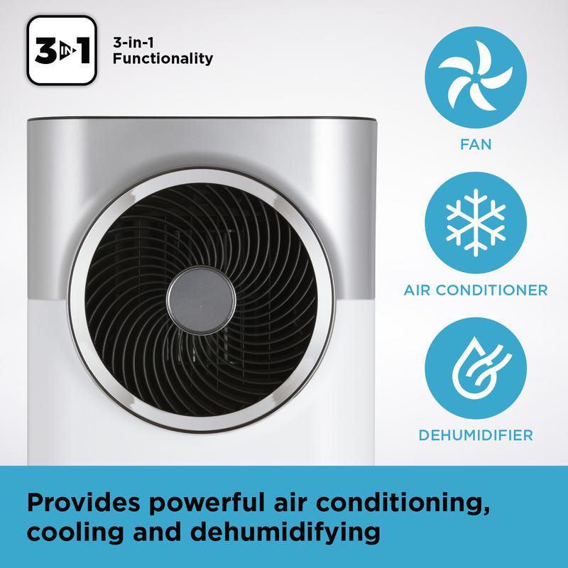 Black & Decker BXAC40008GB 12000 BTU Portable 3-in-1 Air Conditioner, Dehumidifier & Cooling Fan, White