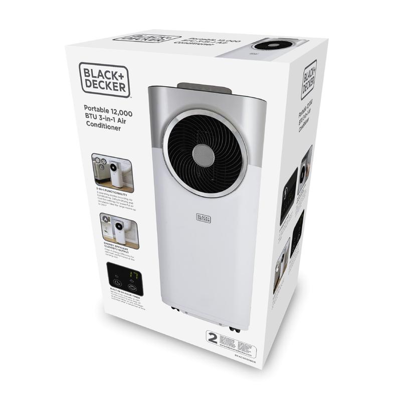 Black & Decker BXAC40008GB 12000 BTU Portable 3-in-1 Air Conditioner, Dehumidifier & Cooling Fan, White