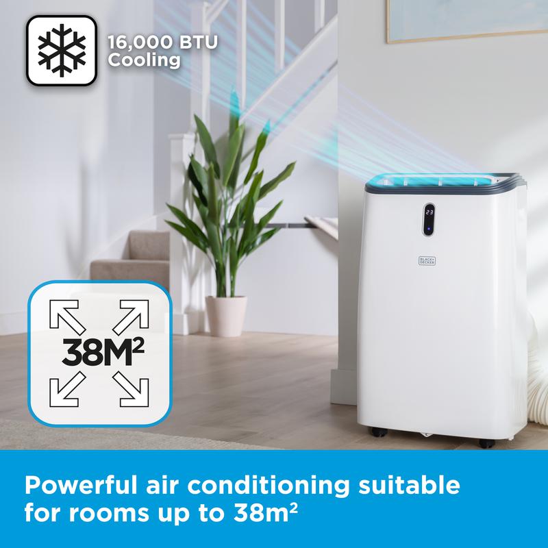 Black & Decker BXAC40018GB 16000 BTU Smart Wi-Fi 3 in 1 Air Conditioner, Dehumidifier & Cooling Fan