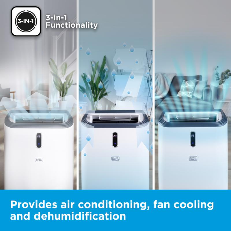 Black & Decker BXAC40018GB 16000 BTU Smart Wi-Fi 3 in 1 Air Conditioner, Dehumidifier & Cooling Fan