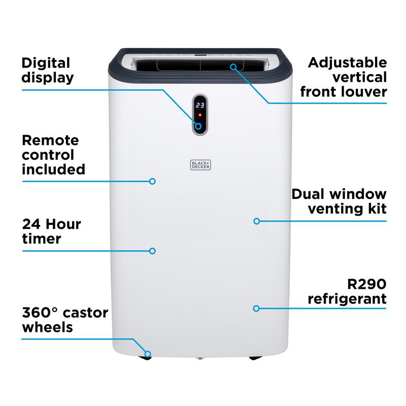 Black & Decker BXAC40018GB 16000 BTU Smart Wi-Fi 3 in 1 Air Conditioner, Dehumidifier & Cooling Fan