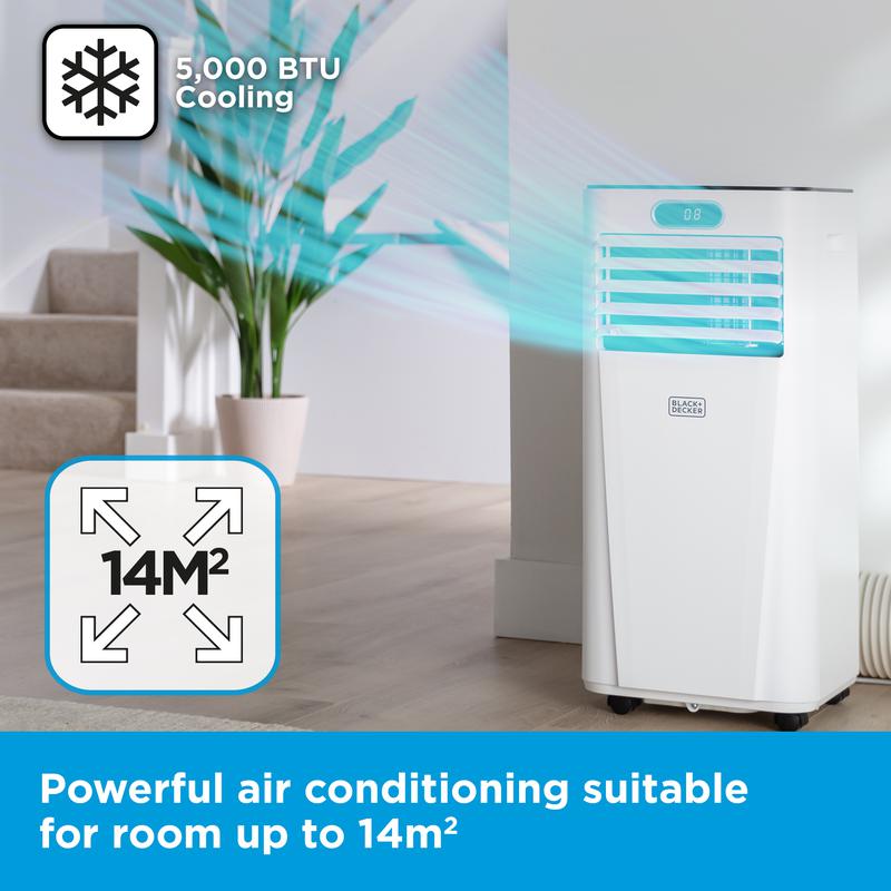 Black & Decker BXAC40023GB 5000 BTU 3 in 1 Smart Wi-Fi Air Conditioner, Dehumidifier & Cooling Fan