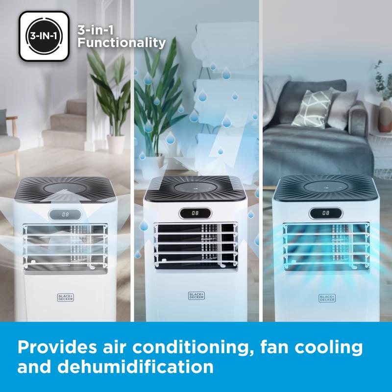Black & Decker BXAC40023GB 5000 BTU 3 in 1 Smart Wi-Fi Air Conditioner, Dehumidifier & Cooling Fan