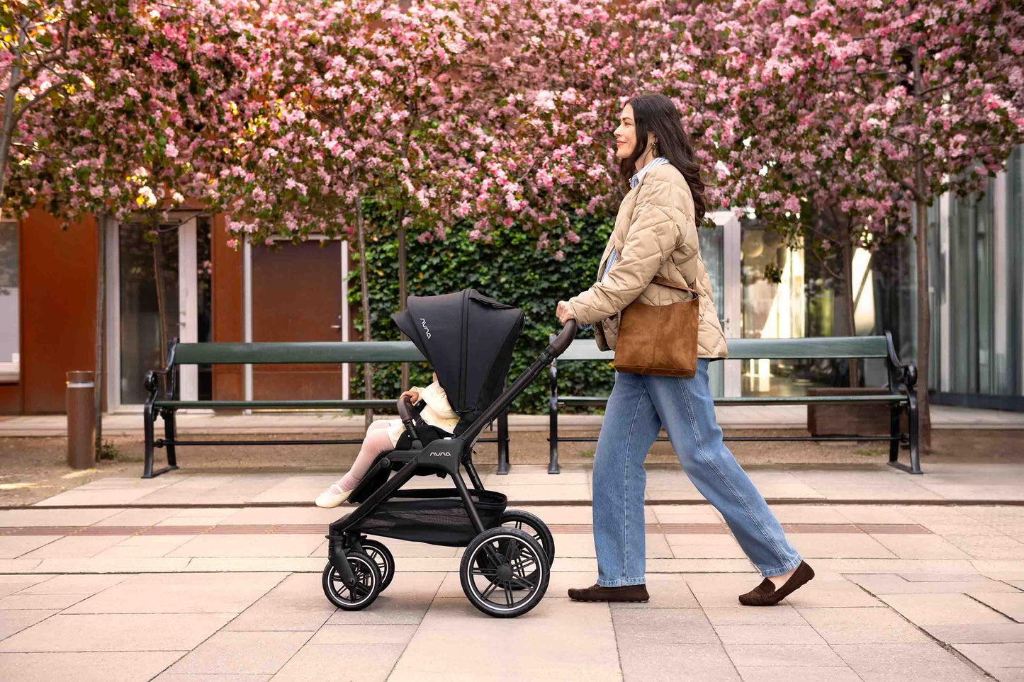 Nuna TRIV lx Stroller with Carrycot, Footmuff & Gloves - Caviar