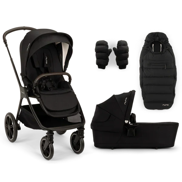 Nuna TRIV lx Stroller with Carrycot, Footmuff & Gloves - Caviar