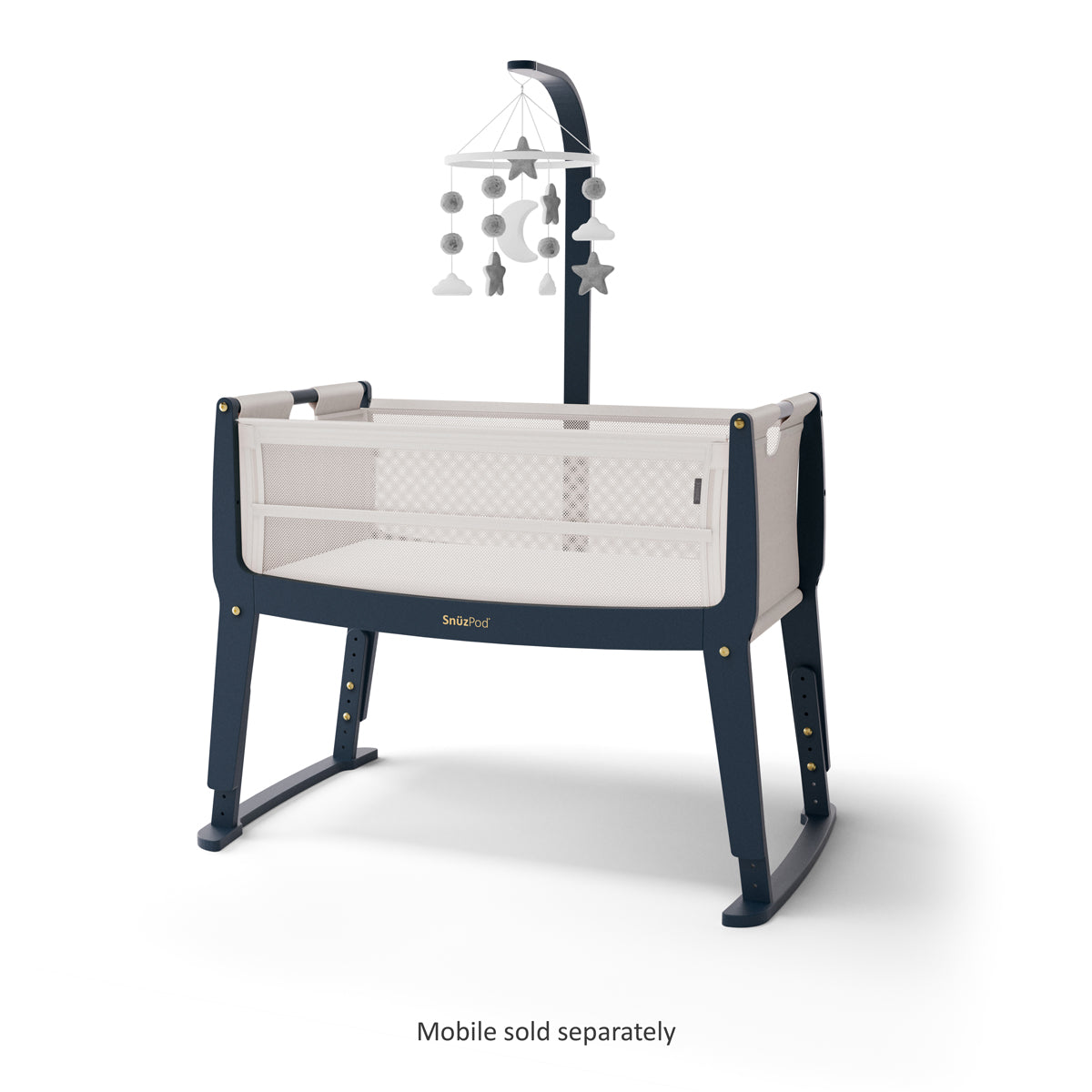 SnuzPod Studio Bedside Crib with mattress - London Navy