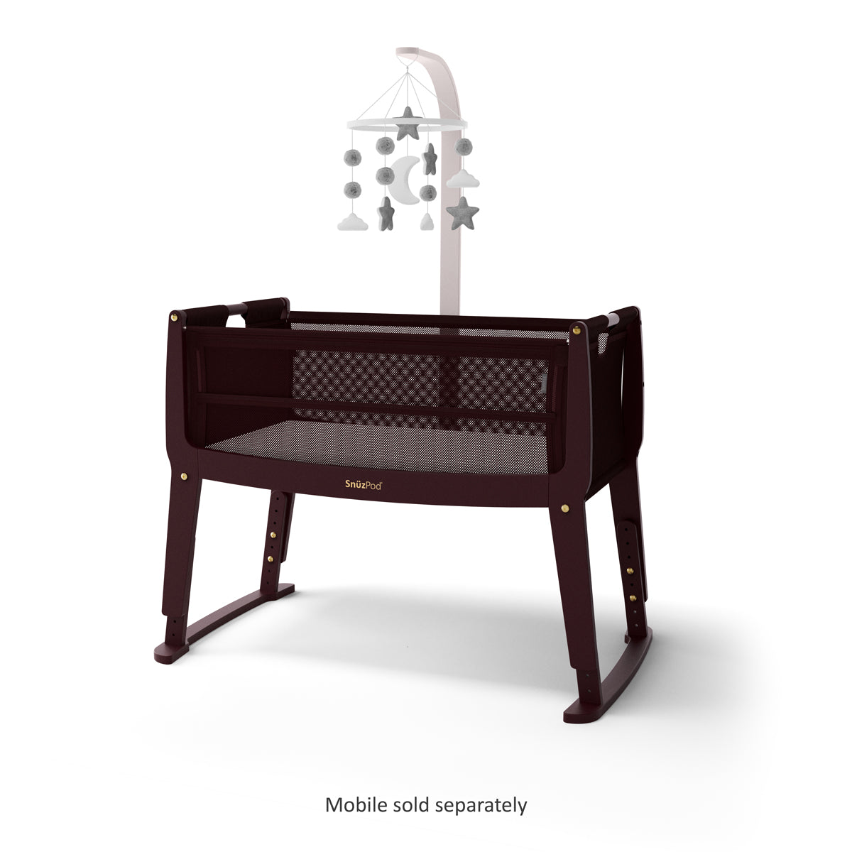 SnuzPod Studio Bedside Crib with mattress - Rome Burgundy