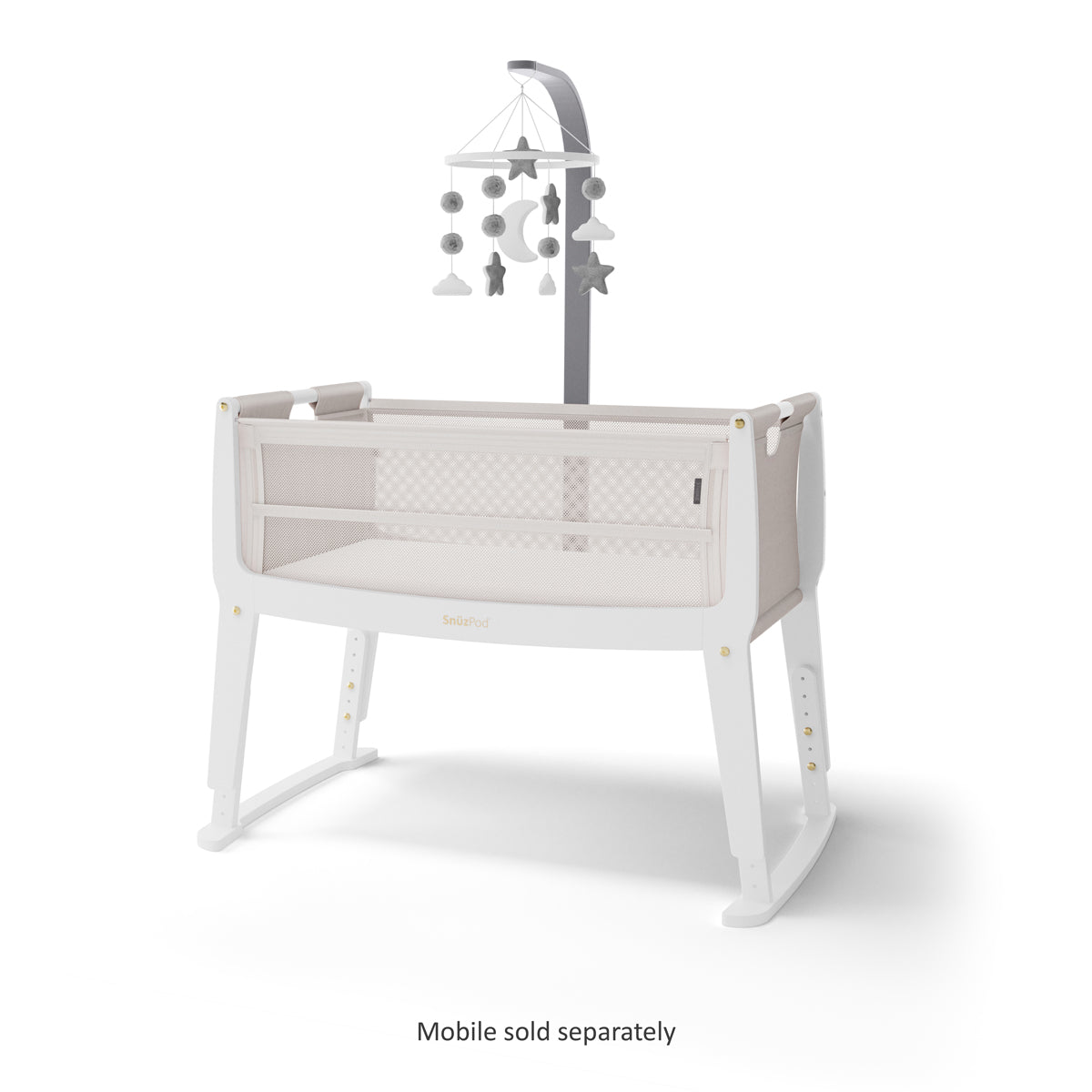 SnuzPod Studio Bedside Crib with mattress - Paris White